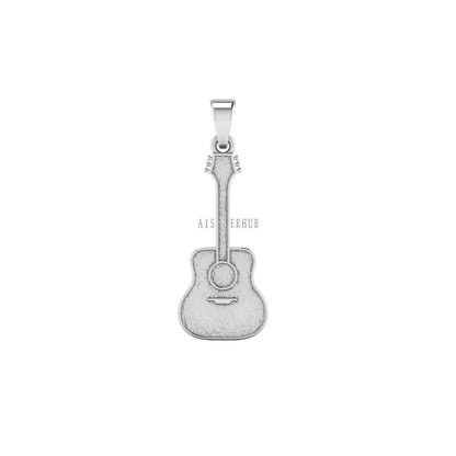 925 Sterling Silver Guitar Blank Bezel Pendant Settings, Good For Pour Resin Work, Keepsake/Breastmilk DIY Crafts, Baby Feet Memorial Gifts