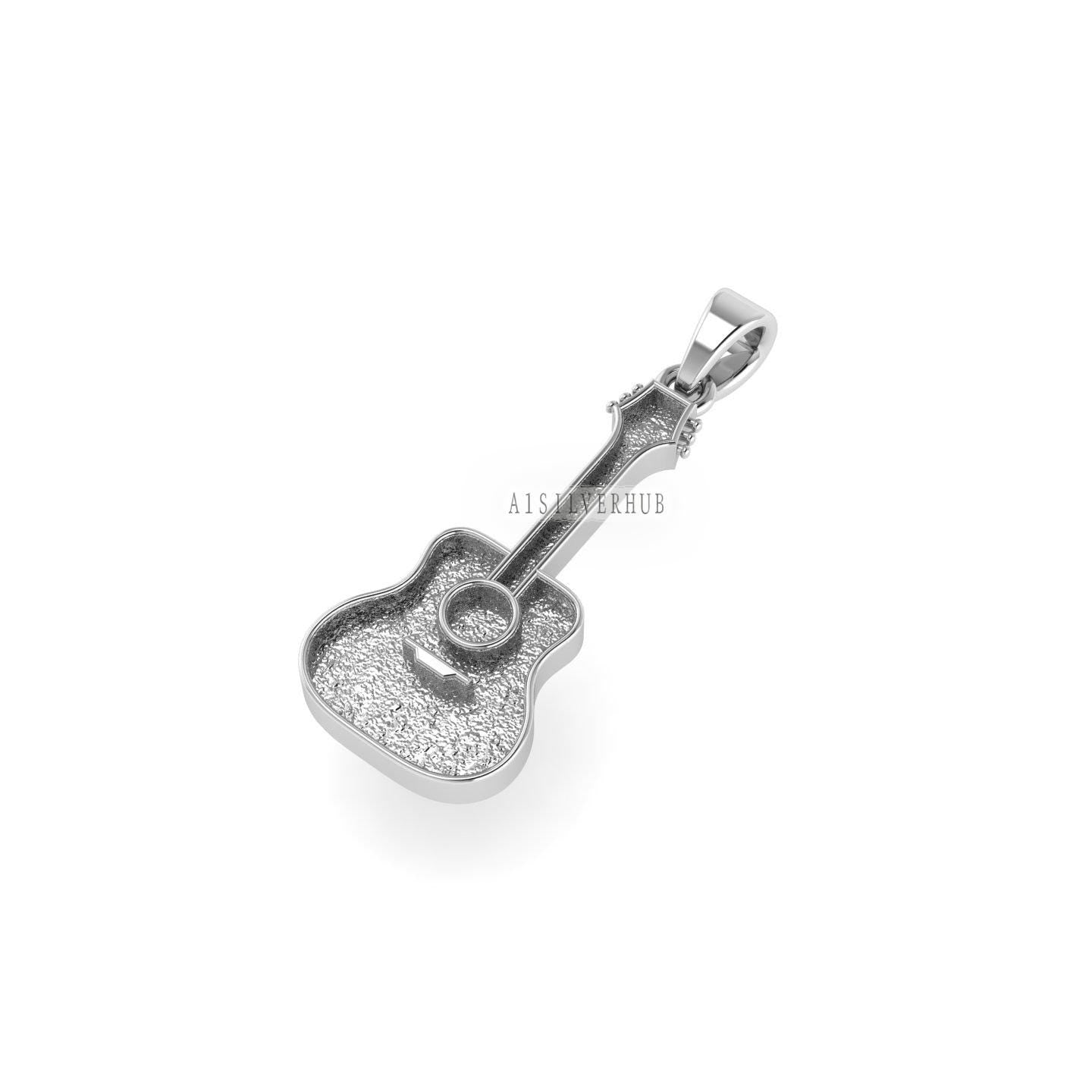 925 Sterling Silver Guitar Blank Bezel Pendant Settings, Good For Pour Resin Work, Keepsake/Breastmilk DIY Crafts, Baby Feet Memorial Gifts