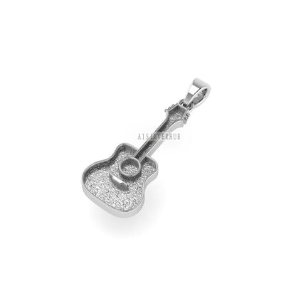 925 Sterling Silver Guitar Blank Bezel Pendant Settings, Good For Pour Resin Work, Keepsake/Breastmilk DIY Crafts, Baby Feet Memorial Gifts