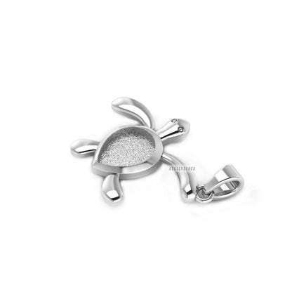 925 Sterling Silver Lucky Turtle 12x9mm Teardrop Blank Bezel Pendant, Good for Resin & Ashes Work, Keepsake Memorial, Breast Milk DIY Crafts