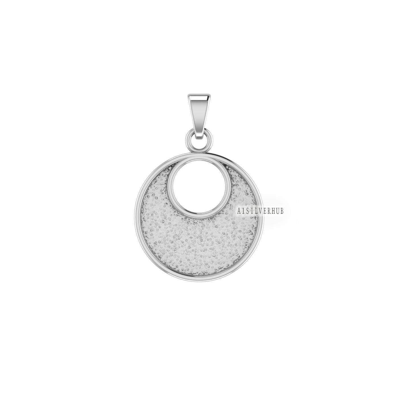 925 Sterling Solid Silver 20mm Half Moon Round Blank Bezel Pendant Setting, Good for Resin & Ashes, Breastmilk/Keepsake, DIY Crafts