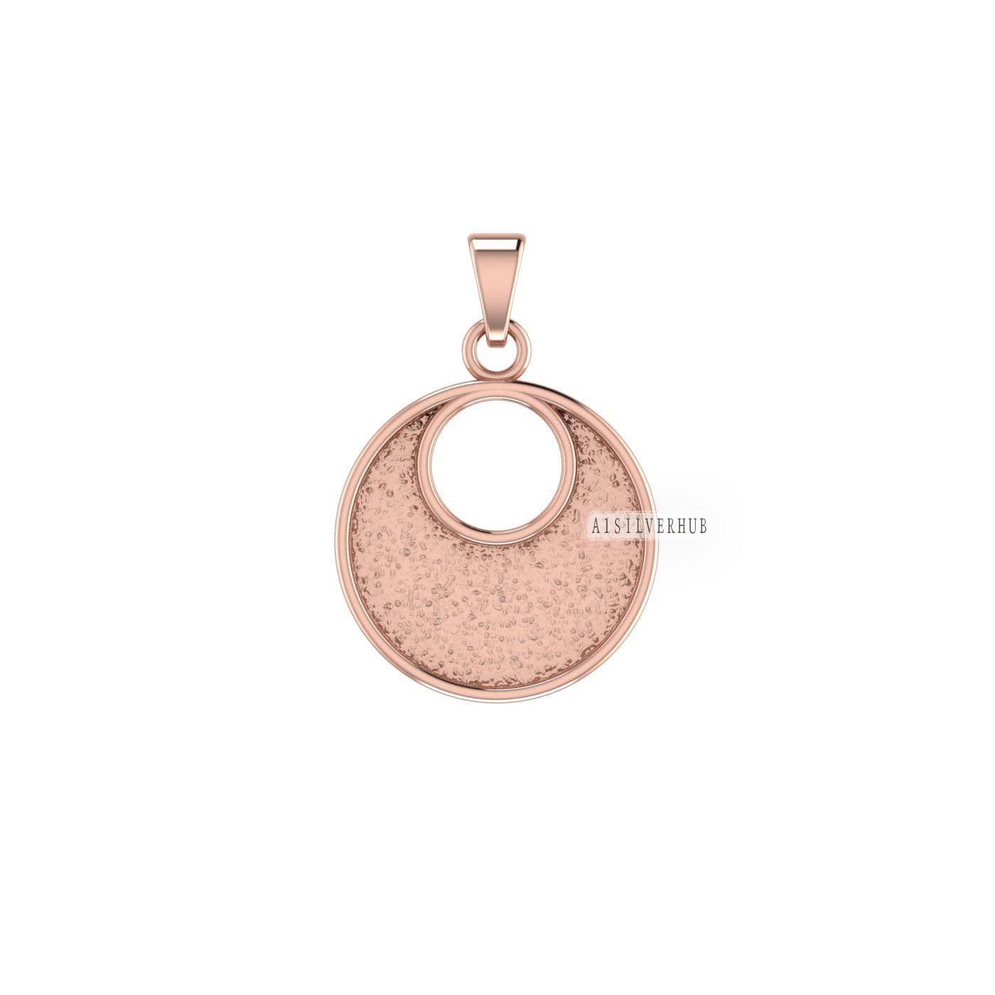 925 Sterling Solid Silver 20mm Half Moon Round Blank Bezel Pendant Setting, Good for Resin & Ashes, Breastmilk/Keepsake, DIY Crafts