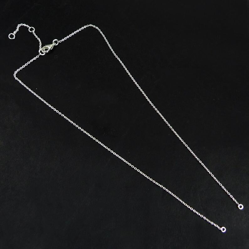 925 Sterling Silver 16 inch + 2 inch Extension 1mm thickness Cable chain with Lobster clasp, Good for Necklace making, Jewelry Findings DIY