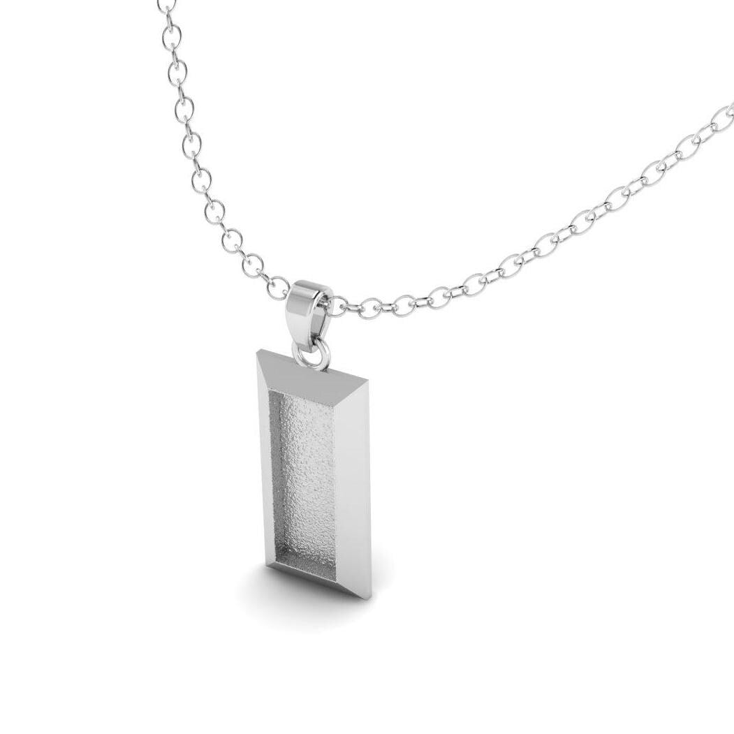 925 Sterling Solid Silver, Rectangle Shape, Blank Bezel Setting For Pour Resin & Ashes Work, Good Luck Jewelry, Memorial Keepsake DIY Crafts
