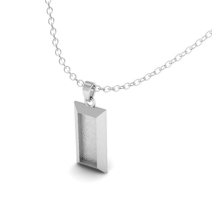 925 Sterling Solid Silver, Rectangle Shape, Blank Bezel Setting For Pour Resin & Ashes Work, Good Luck Jewelry, Memorial Keepsake DIY Crafts