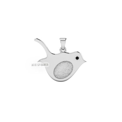 925 Sterling Solid Silver Robin Bird Oval Blank Bezel Pendant Settings, Good for Resin & Ashes Work, Keepsake/Breastmilk DIY, For Bird Lover
