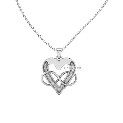 925 Sterling Solid Silver, Heart with Infinity Pendant, Blank Channel Settings For Pour Resin, Good Luck Jewelry, Keepsake Milk DIY Crafts