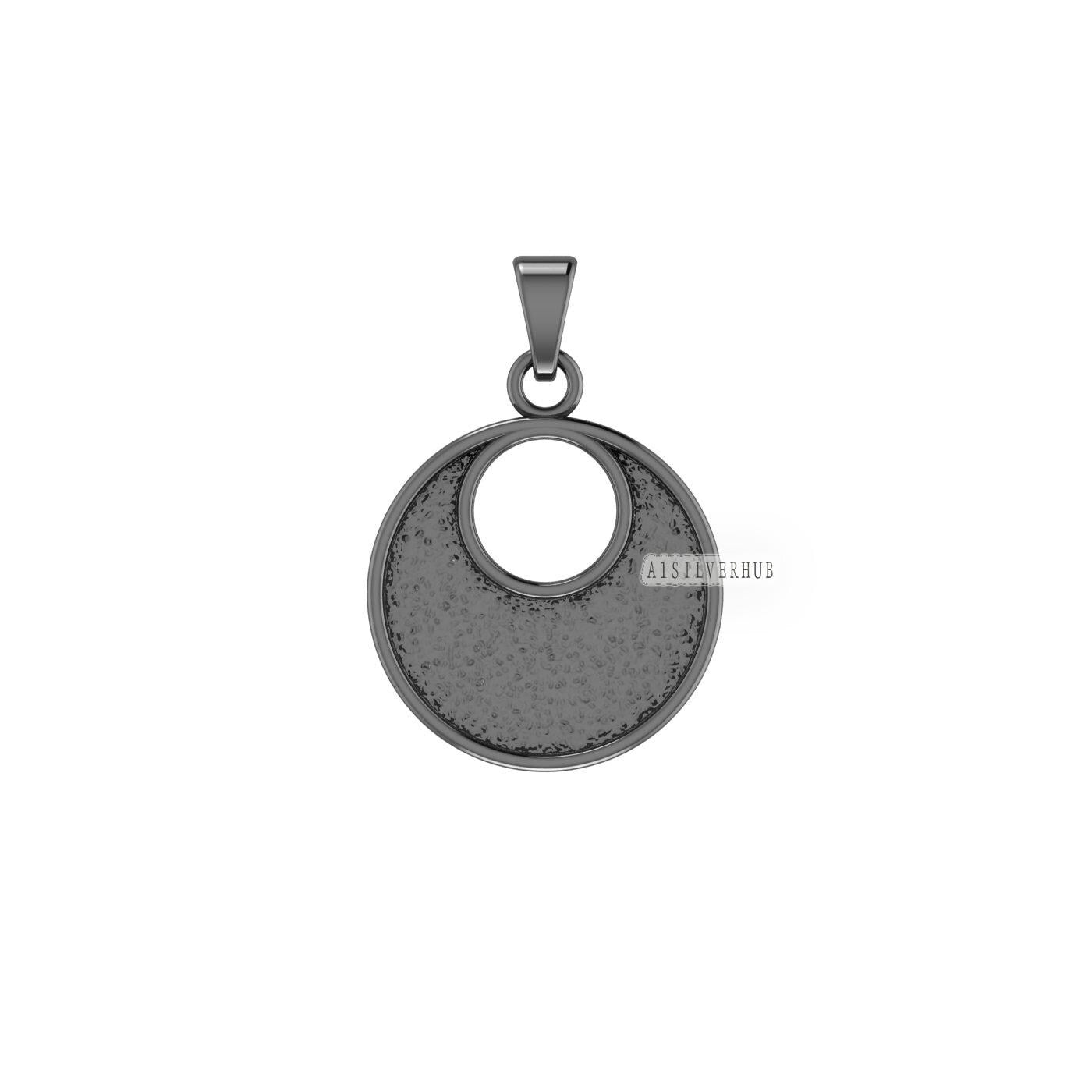 925 Sterling Solid Silver 20mm Half Moon Round Blank Bezel Pendant Setting, Good for Resin & Ashes, Breastmilk/Keepsake, DIY Crafts
