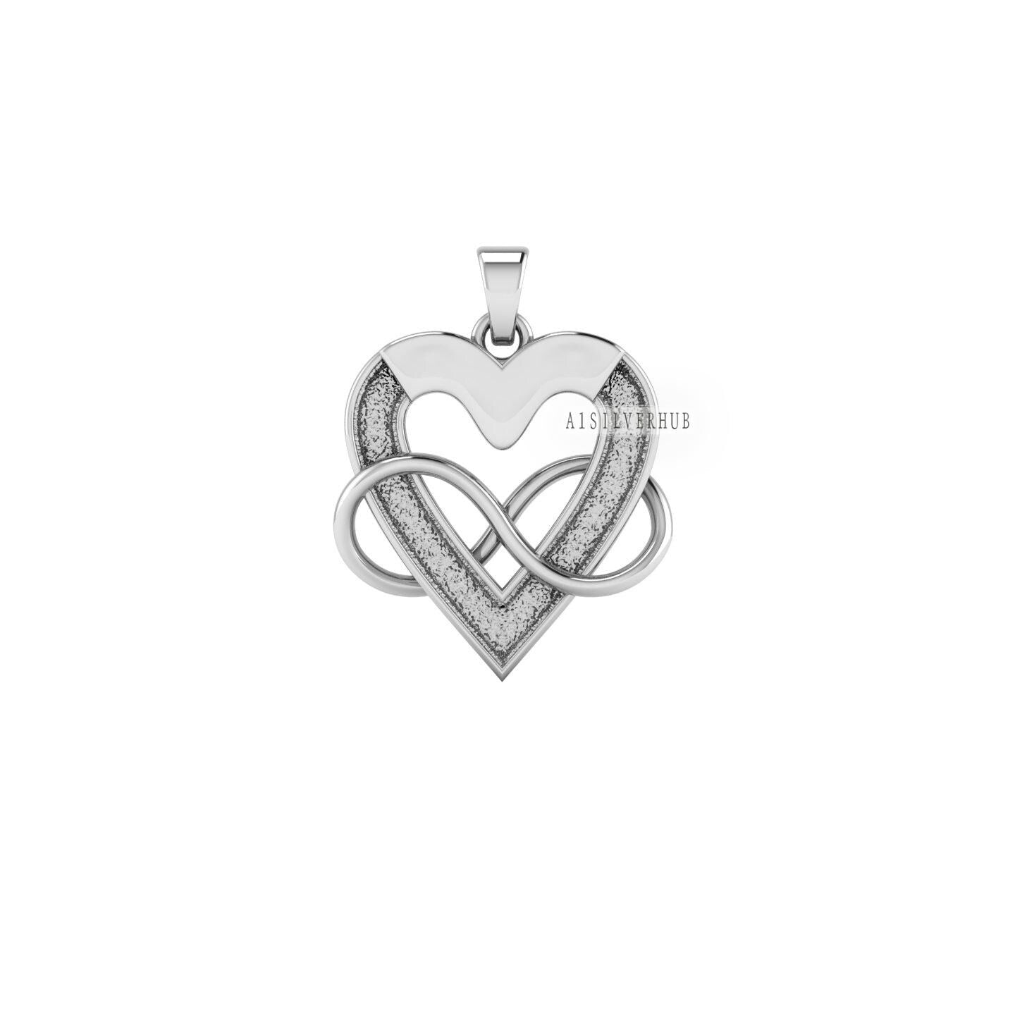 925 Sterling Solid Silver, Heart with Infinity Pendant, Blank Channel Settings For Pour Resin, Good Luck Jewelry, Keepsake Milk DIY Crafts