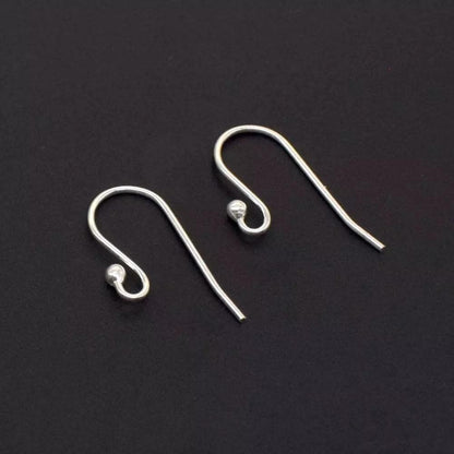 Authentic 925 Sterling Silver Ball End Fish Earring Hooks 20mm Ear Wire, Good for Earring making, Jewelry Earrings Findings DIY
