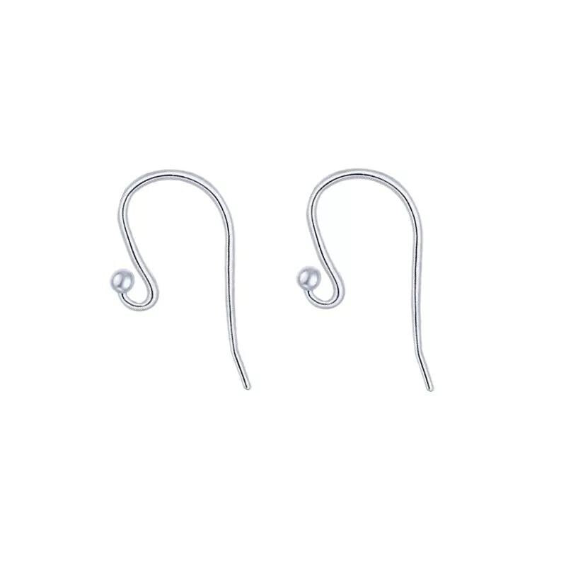 Authentic 925 Sterling Silver Ball End Fish Earring Hooks 20mm Ear Wire, Good for Earring making, Jewelry Earrings Findings DIY