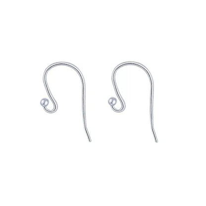Authentic 925 Sterling Silver Ball End Fish Earring Hooks 20mm Ear Wire, Good for Earring making, Jewelry Earrings Findings DIY