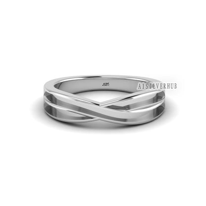 925 Sterling Solid Silver 3mm Wide Two Blank Channel Criss Cross Ring, Good for Inlay, Resin & Ashes Work, Keepsake Ring Setting, DIY Crafts