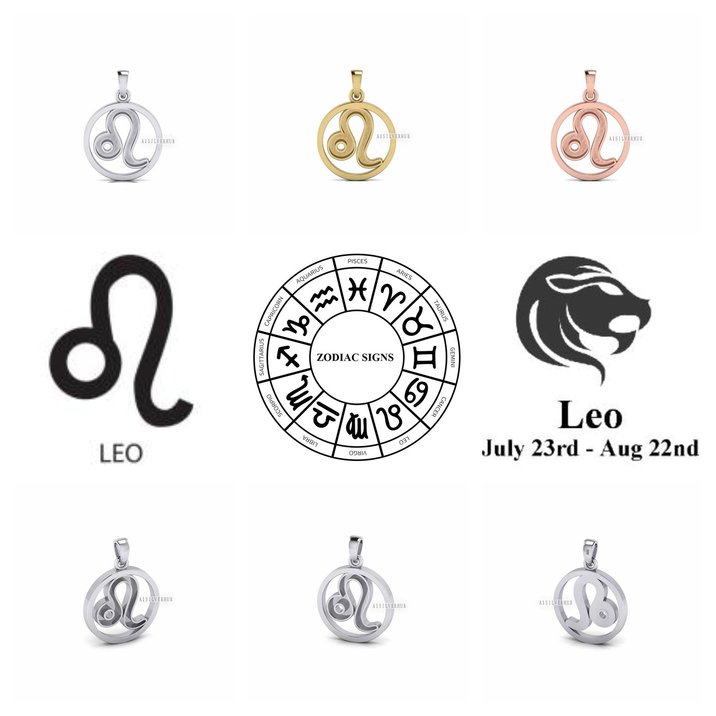 925 Sterling Silver Zodiac Horoscope Astrological Signs Blank Bezel Pendant, Good for Resin & Ashes Work, Keepsake/Breastmilk DIY Crafts