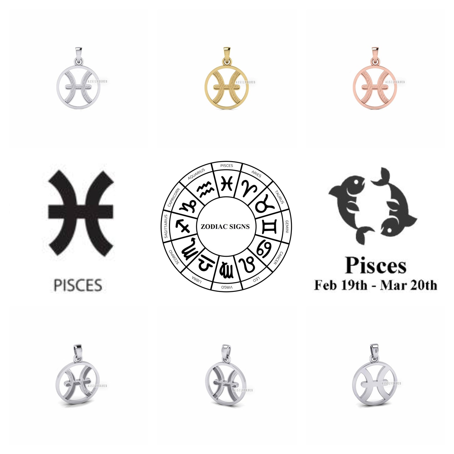 925 Sterling Silver Zodiac Horoscope Astrological Signs Blank Bezel Pendant, Good for Resin & Ashes Work, Keepsake/Breastmilk DIY Crafts