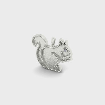 Squirrel Blank Bezel Pendant with CZ Setted, 925 Sterling Silver, Good for Crushed Opal, Resin & Ashes Work, Breastmilk/Keepsake DIY Crafts