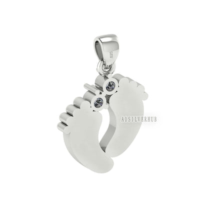 925 Sterling Silver Baby Foot Pendant Blank Bezel with CZ Setted, For Pour Resin, Breastmilk DIY, Keepsake Jewelry, Baby Feet Memorial Gifts