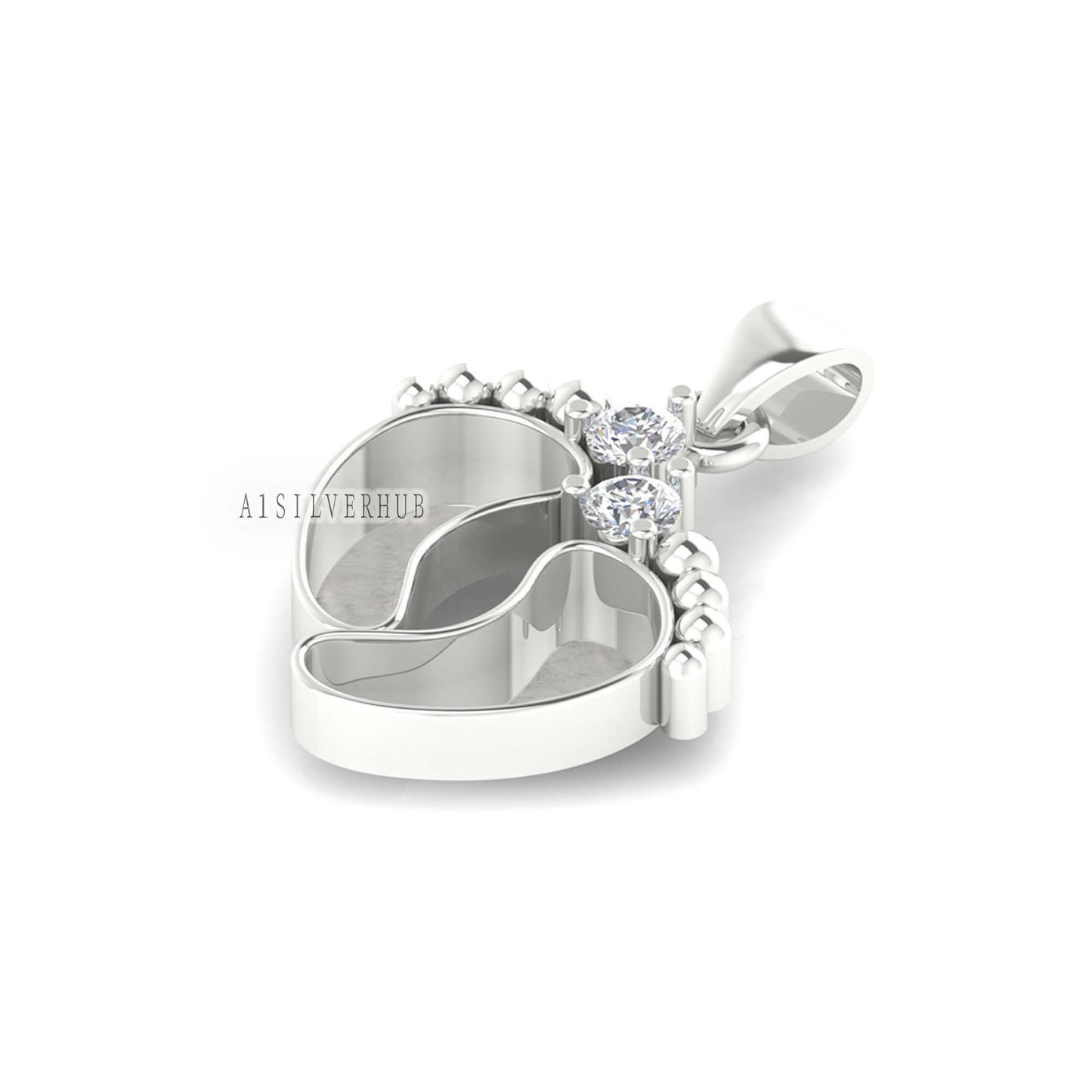 925 Sterling Silver Baby Foot Pendant Blank Bezel with CZ Setted, For Pour Resin, Breastmilk DIY, Keepsake Jewelry, Baby Feet Memorial Gifts