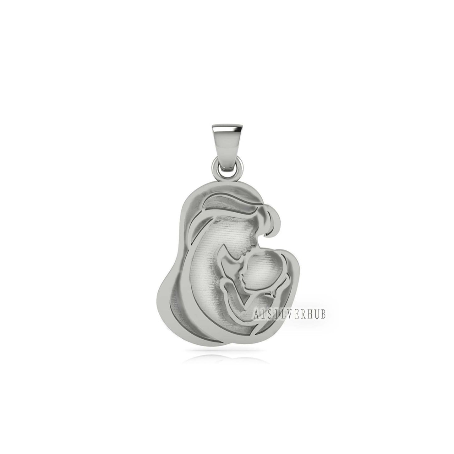 925 Sterling Silver Mother Kissing Baby Blank Bezel Pendant Setting, For Pour Resin, Breastmilk DIY, Keepsake Jewelry, Memorial Jewellery