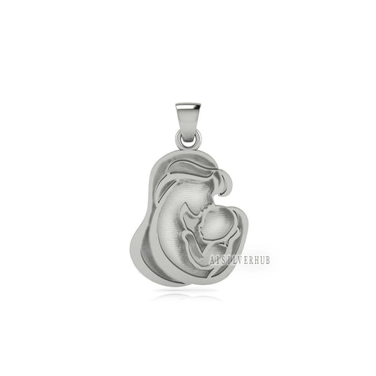 925 Sterling Silver Mother Kissing Baby Blank Bezel Pendant Setting, For Pour Resin, Breastmilk DIY, Keepsake Jewelry, Memorial Jewellery