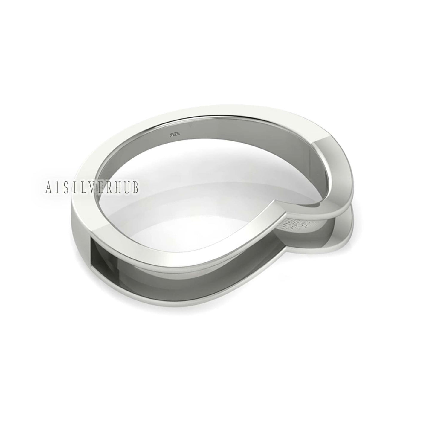 925 Sterling Solid Silver V Shape Wide Channel The Wishbone Blank Ring, Good for Crushed Opal, Inlay, Resin & Ashes DIY Work, Keepsake Ring