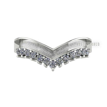 925 Sterling Solid Silver Crown Ring Long Blank Channel with Zircon Setted, Good for Inlay Resin & Ashes Work, Keepsake Breastmilk DIY Craft