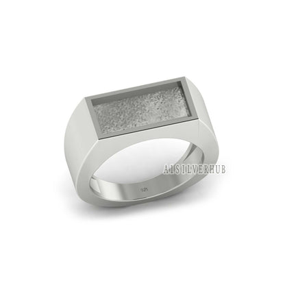 925 Sterling Solid Silver 7x14mm Rectangle Shape Men's Ring, Good for Crushed Opal, Inlay, Resin, Ashes & Fordite Work, Keepsake Jewellery