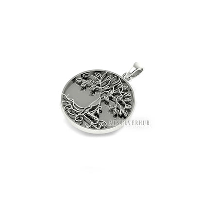 925 Sterling Silver Tree of Mother's Love with Her Child Pendant Setting, For Pour Resin Works, Breastmilk DIY, Keepsake Memorial Jewellery