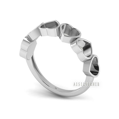 925 Sterling Solid Silver Heart Shape 6mm Blank Bezel Stackable Ring Setting, Good for Gemstone, Resin & Ashes Work, Keepsake Breastmilk DIY