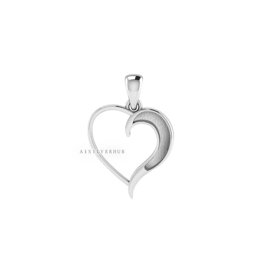 Heart Shape Blank Bezel Pendant Setting, 925 Sterling Silver, Good for Pour Crushed Opal, Resin & Ashes Work, Keepsake Breastmilk DIY Crafts