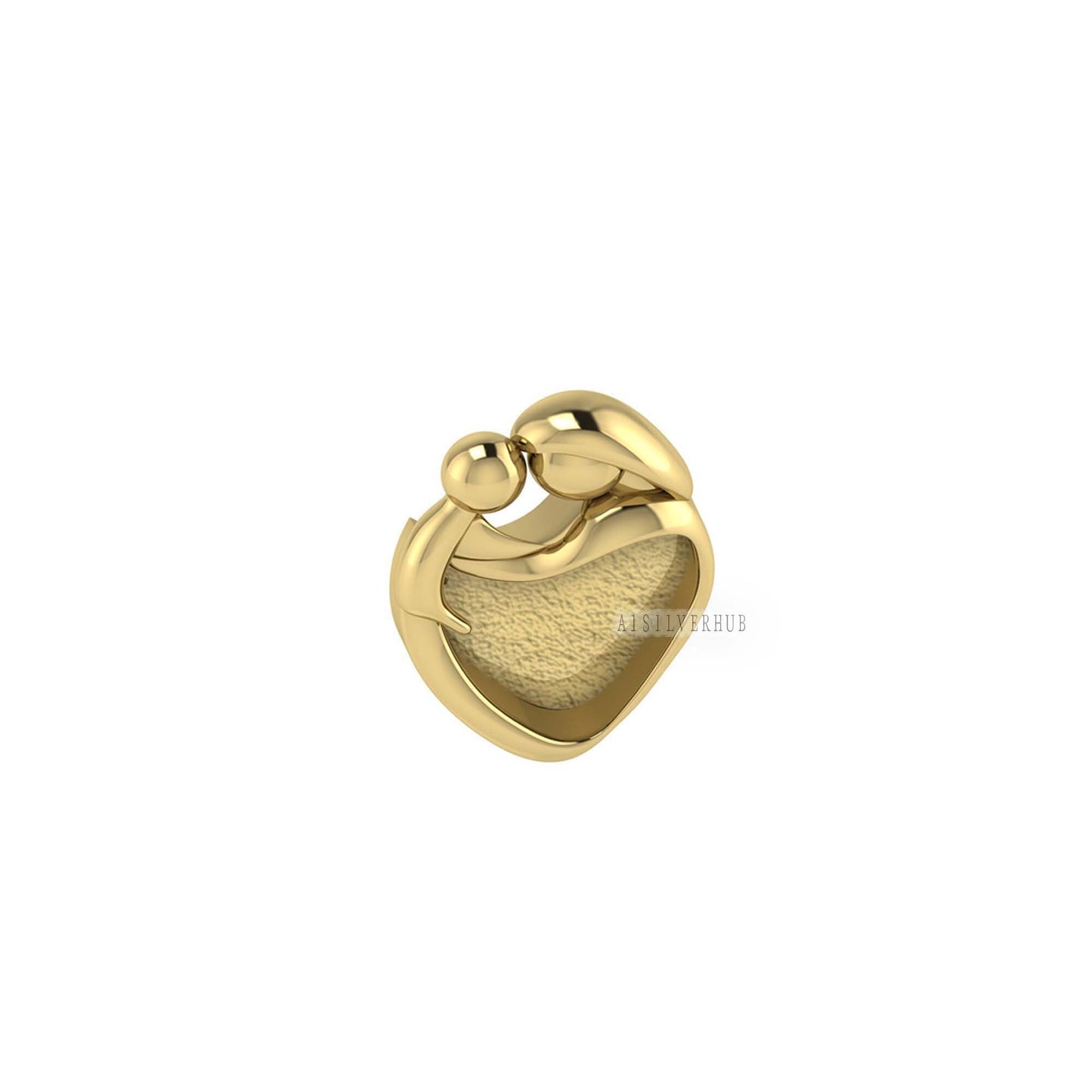 14k 18k Solid Gold Heart 9x9mm Mother Baby Love Blank Bezel Pendant Setting, For Pour Resin, Keepsake/Breastmilk DIY Craft, Memorial Locket