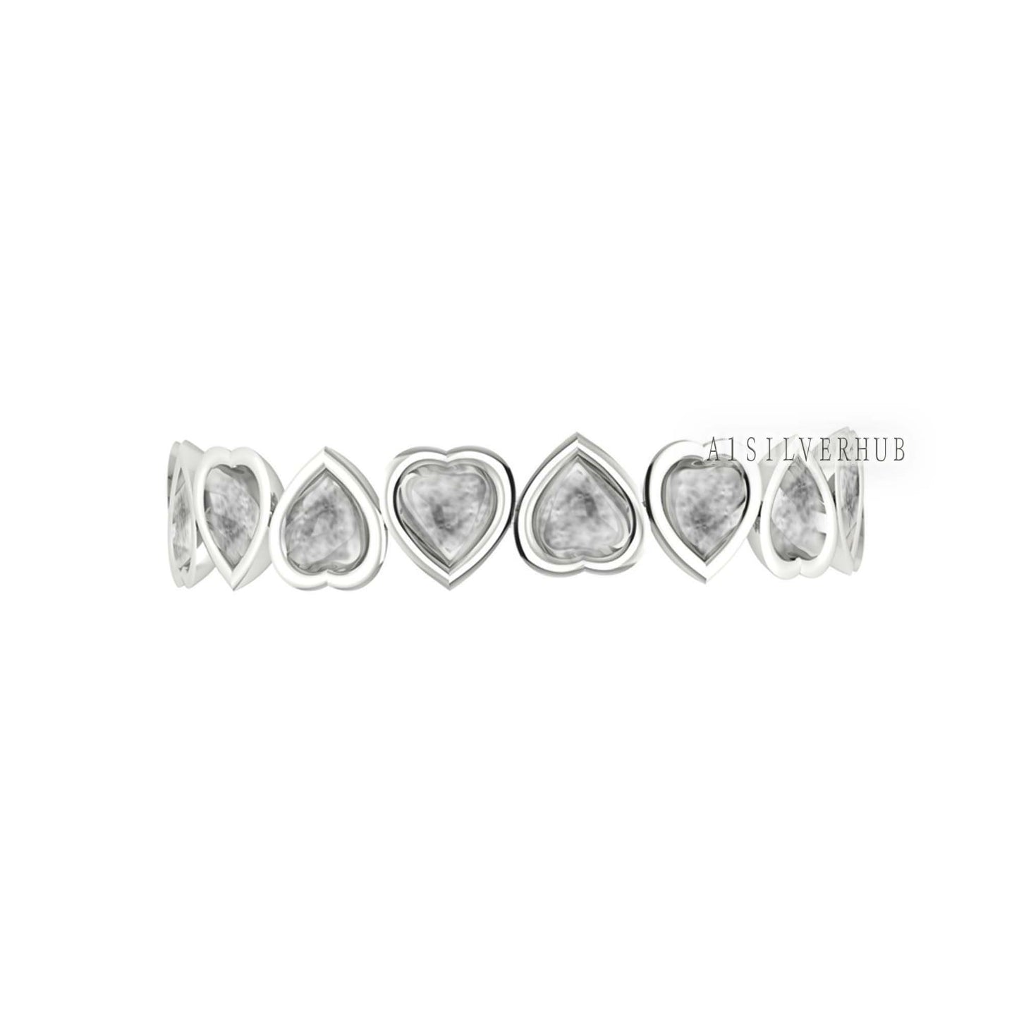 925 Sterling Solid Silver Heart Shape 3mm Blank Bezel Eternity Ring Setting, Good for Resin & Ashes Work, Keepsake/Breastmilk DIY, Love Ring