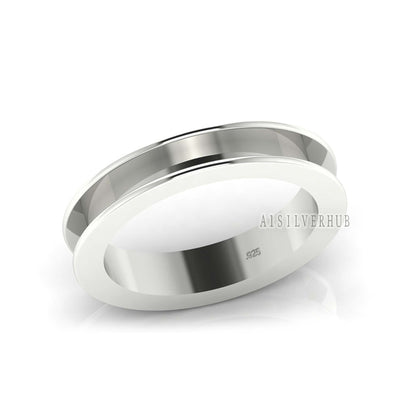 925 Sterling Solid Silver 4mm Wide Edge Core Tunnel Ring, Good for Inlay, Resin & Ashes DIY Work, Keepsake Ring Making, Craft Supplies Tools