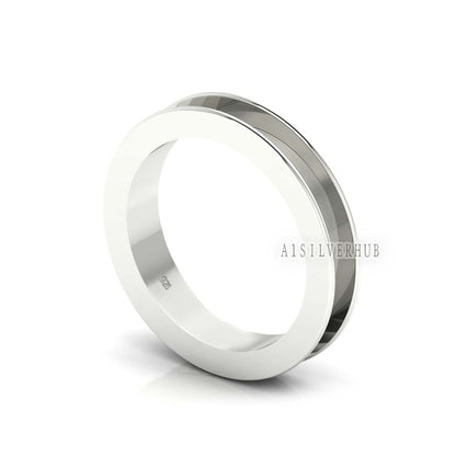 925 Sterling Solid Silver 4mm Wide Edge Core Tunnel Ring, Good for Inlay, Resin & Ashes DIY Work, Keepsake Ring Making, Craft Supplies Tools