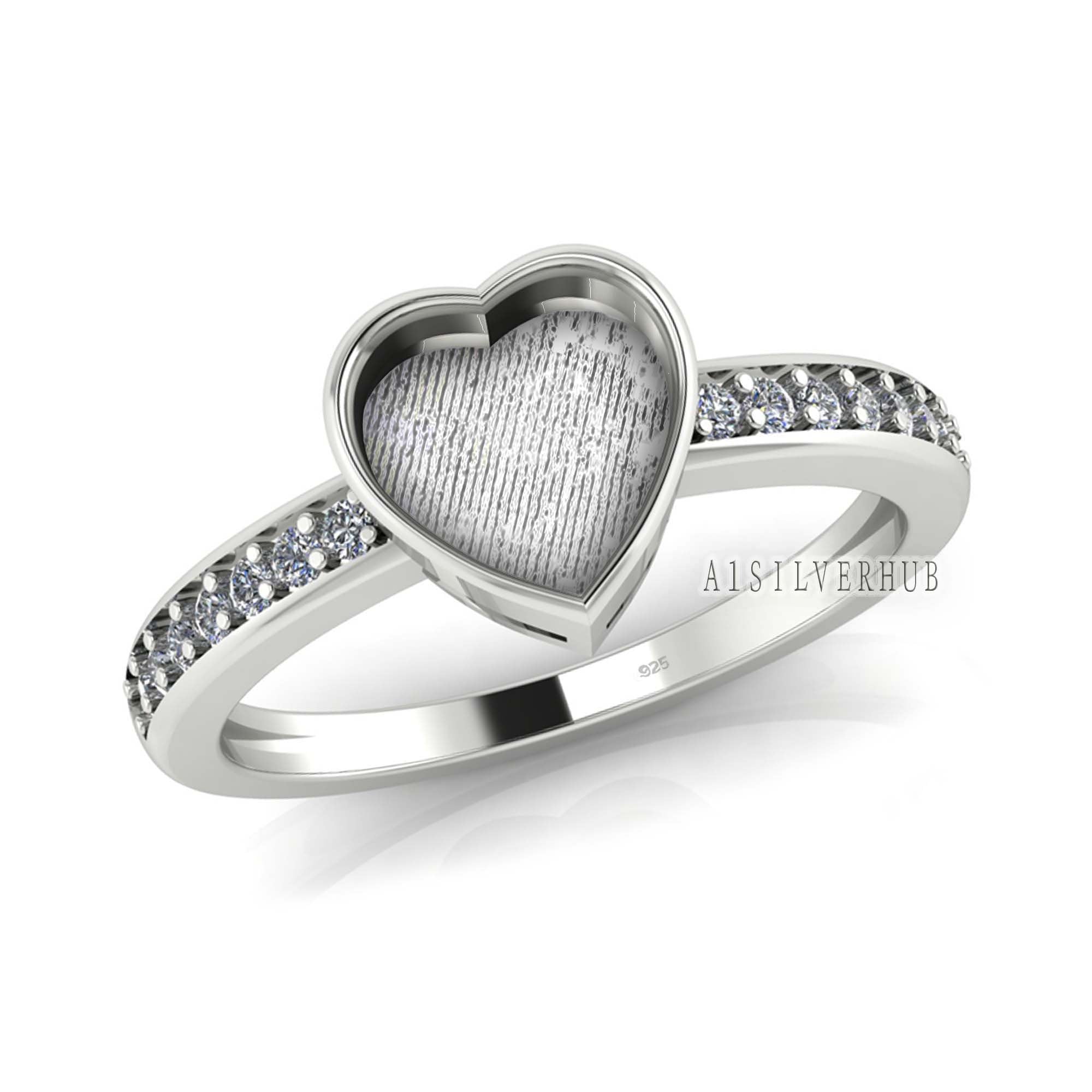 Ring Solid silver heart ring size sale 7