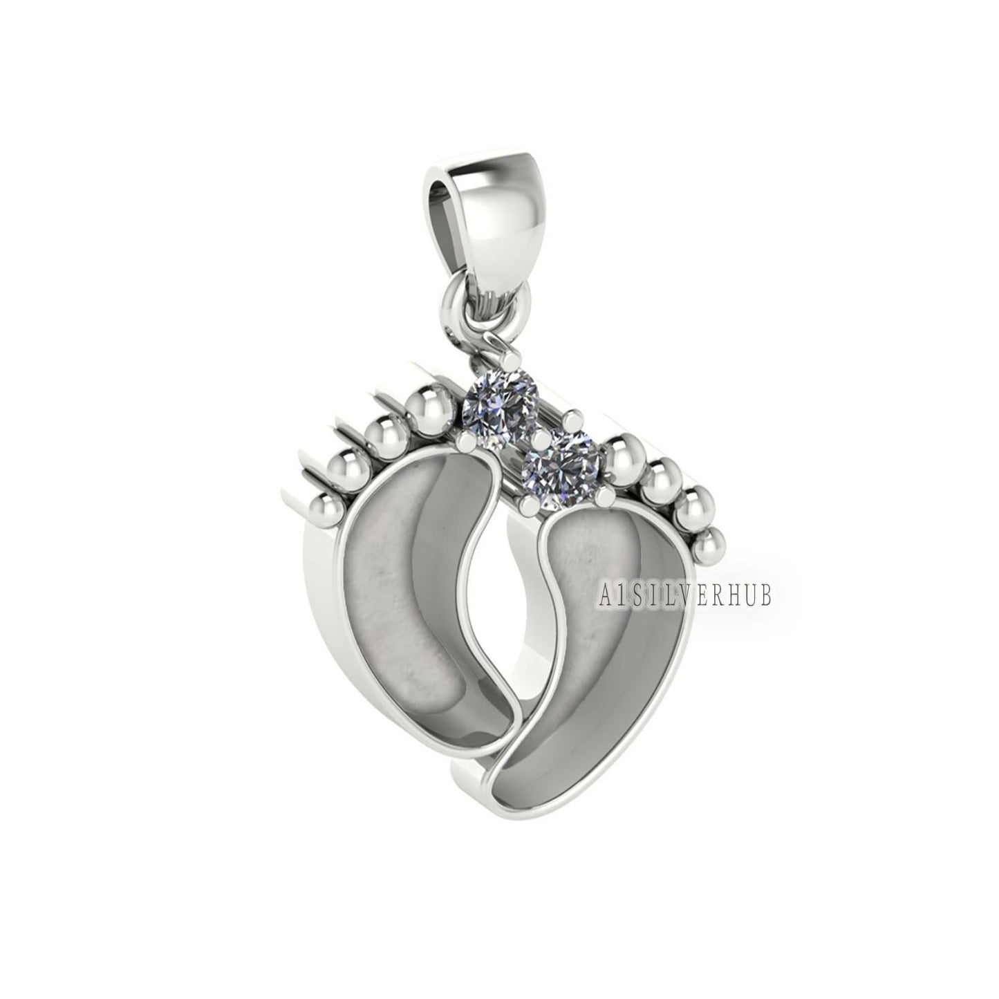 925 Sterling Silver Baby Foot Pendant Blank Bezel with CZ Setted, For Pour Resin, Breastmilk DIY, Keepsake Jewelry, Baby Feet Memorial Gifts