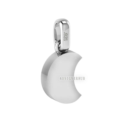 925 Sterling Solid Silver Half Moon Shape DIY Breastmilk/Keepsake Pendant Setting, Good for Resin & Ashes Work, Memorial Locket, DIY Charms
