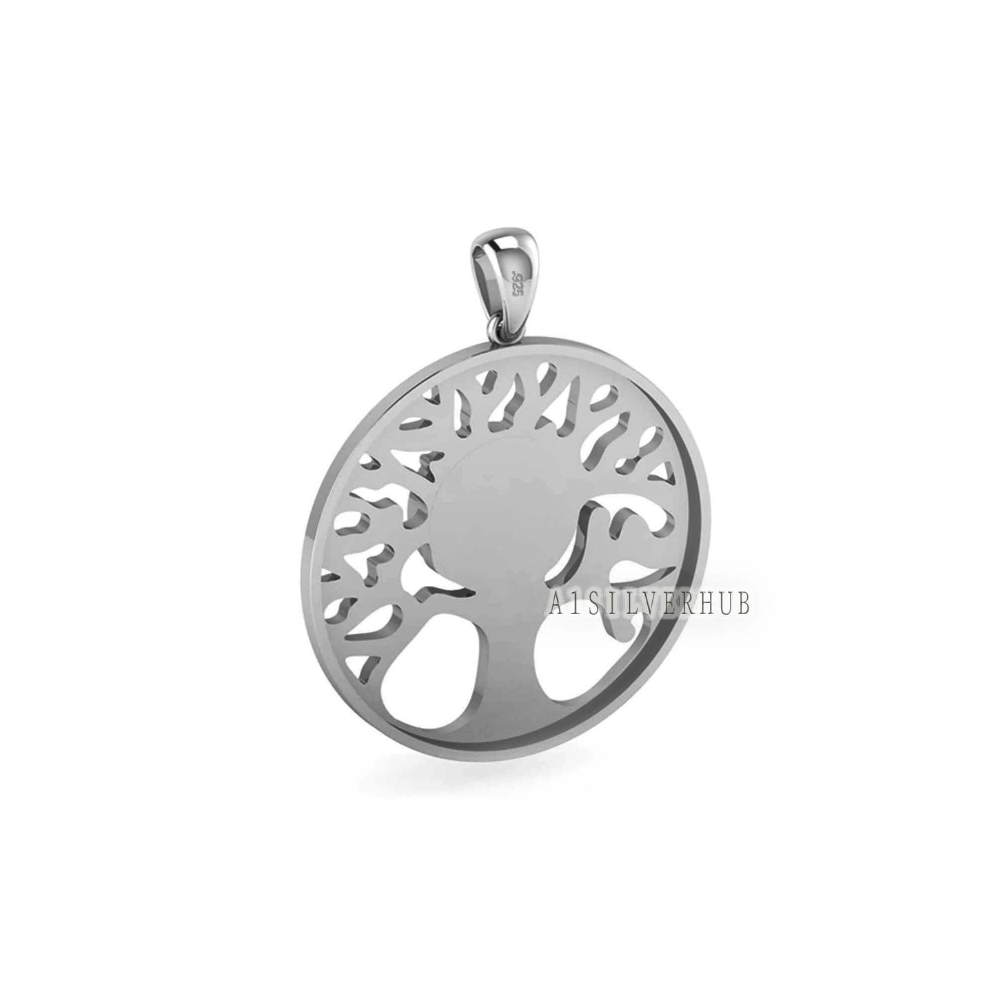 925 Sterling Silver Tree of Life Round Blank Bezel Pendant Settings, For Pour Resin & Ashes Work, Keepsake/Breastmilk Memorial Jewelry, DIY