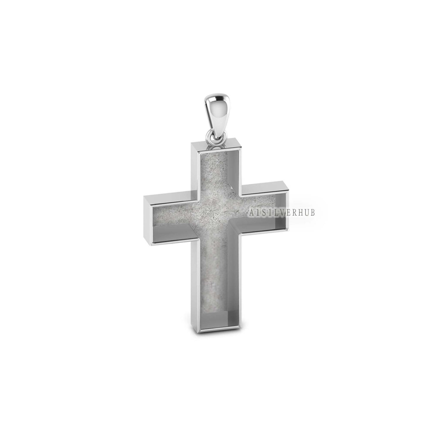 925 Sterling Solid Silver Cross Shape Blank Bezel Pendant Setting, Good for Resin & Ashes Work, Keepsake Memorial, Breast Milk DIY Crafts