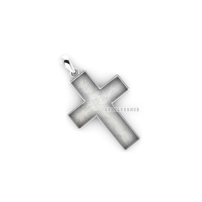 925 Sterling Solid Silver Cross Shape Blank Bezel Pendant Setting, Good for Resin & Ashes Work, Keepsake Memorial, Breast Milk DIY Crafts