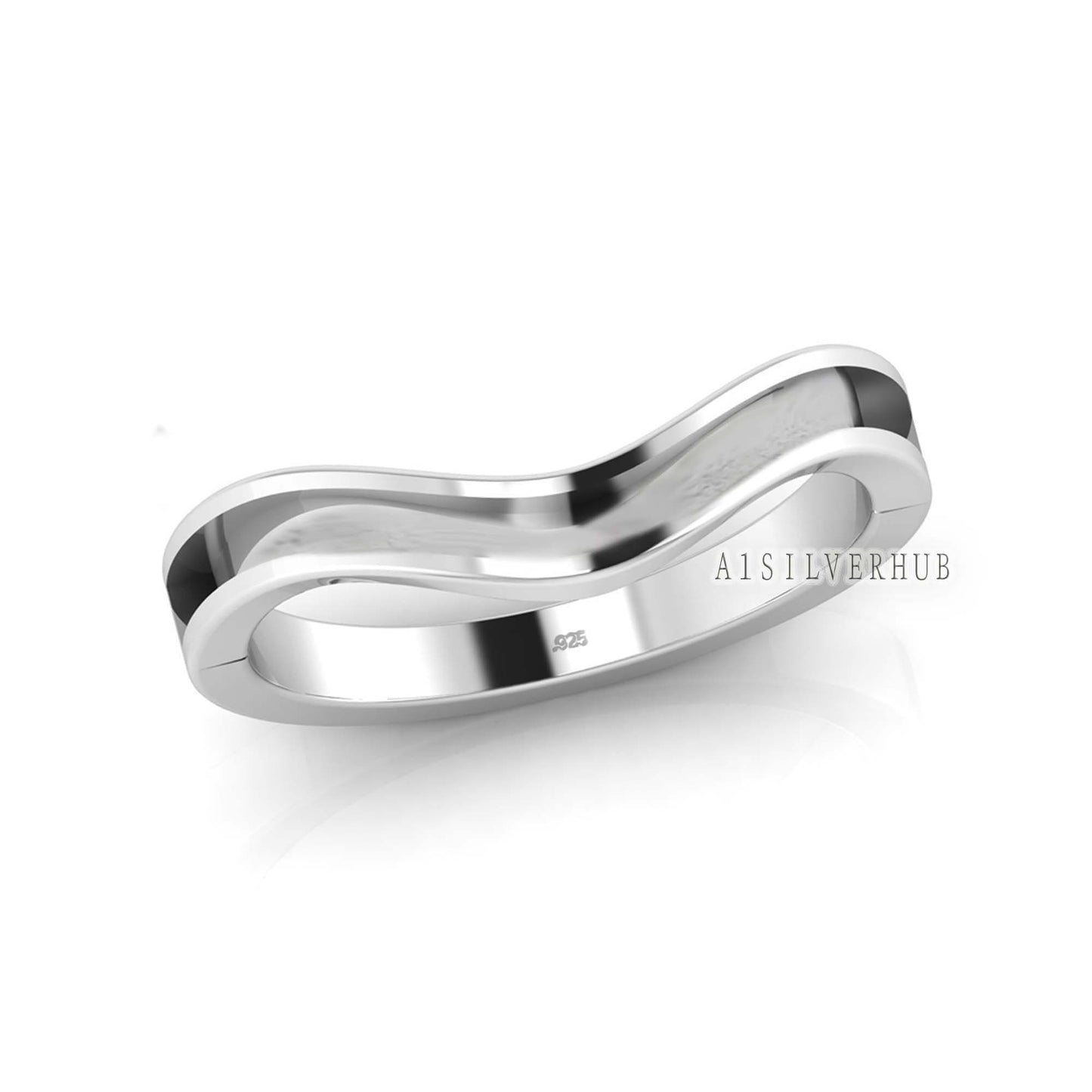 925 Sterling Solid Silver Curved Wide Channel The Wishbone Blank Ring, Good for Crushed Opal, Inlay, Resin & Ashes Work, Keepsake DIY Crafts