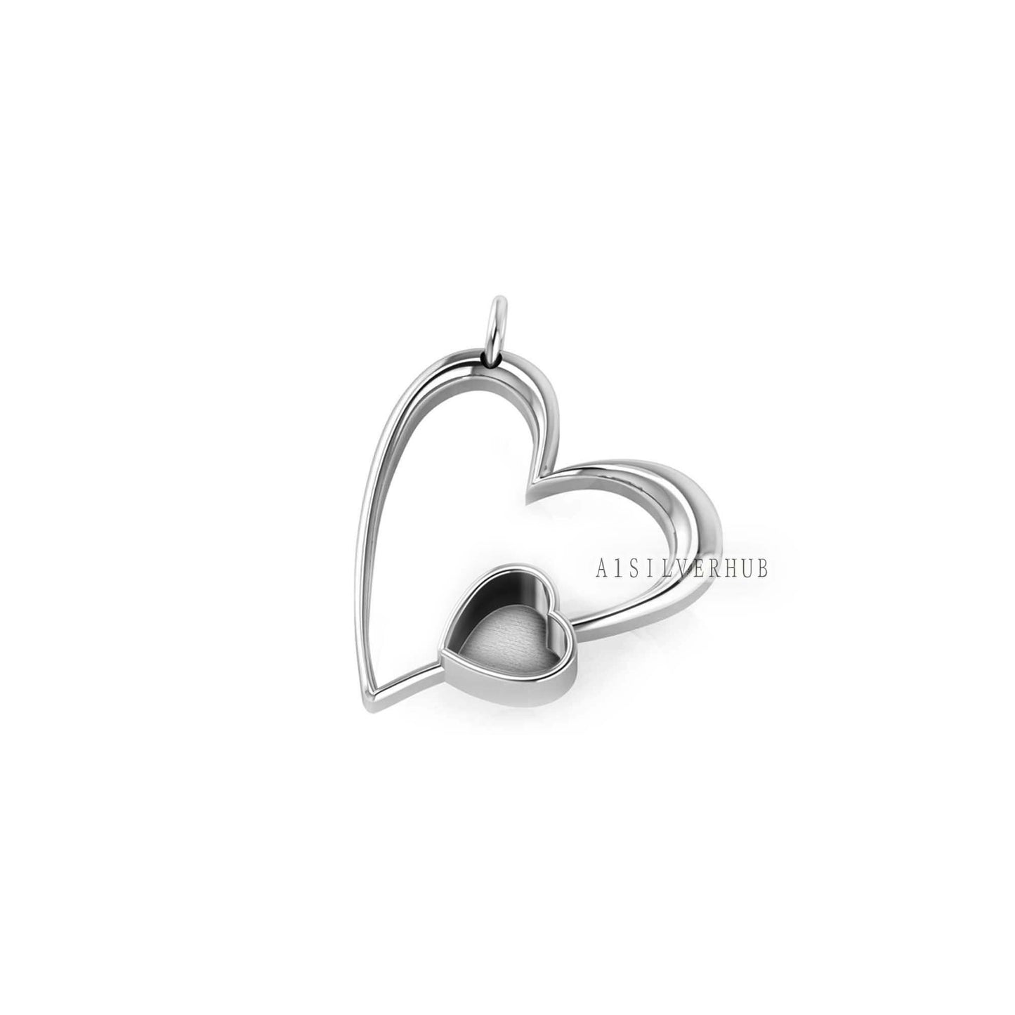 925 Sterling Silver, Heart Shape 7mm Blank Bezel Pendant Setting, Good for Pour Crushed Opal, Resin & Ashes Work, Keepsake/Breastmilk Crafts