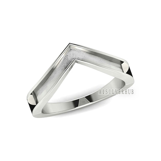 925 Sterling Solid Silver V Shape Wide Channel The Wishbone Blank Ring, Good for Crushed Opal, Inlay, Resin & Ashes DIY Work, Keepsake Ring