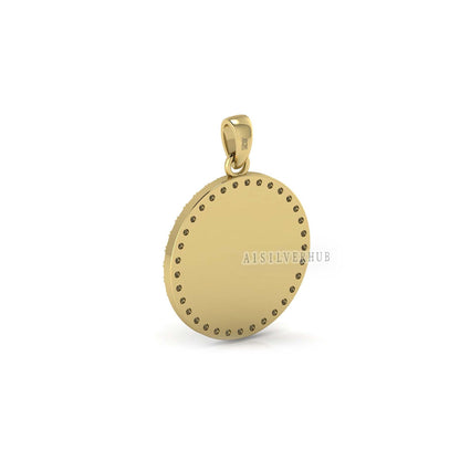 925 Sterling Solid Silver Blank Bezel Mama Pendant with Zircon Setted, Good for Resin Work, DIY Breastmilk/Keepsake Pendant, 18k Gold Plated