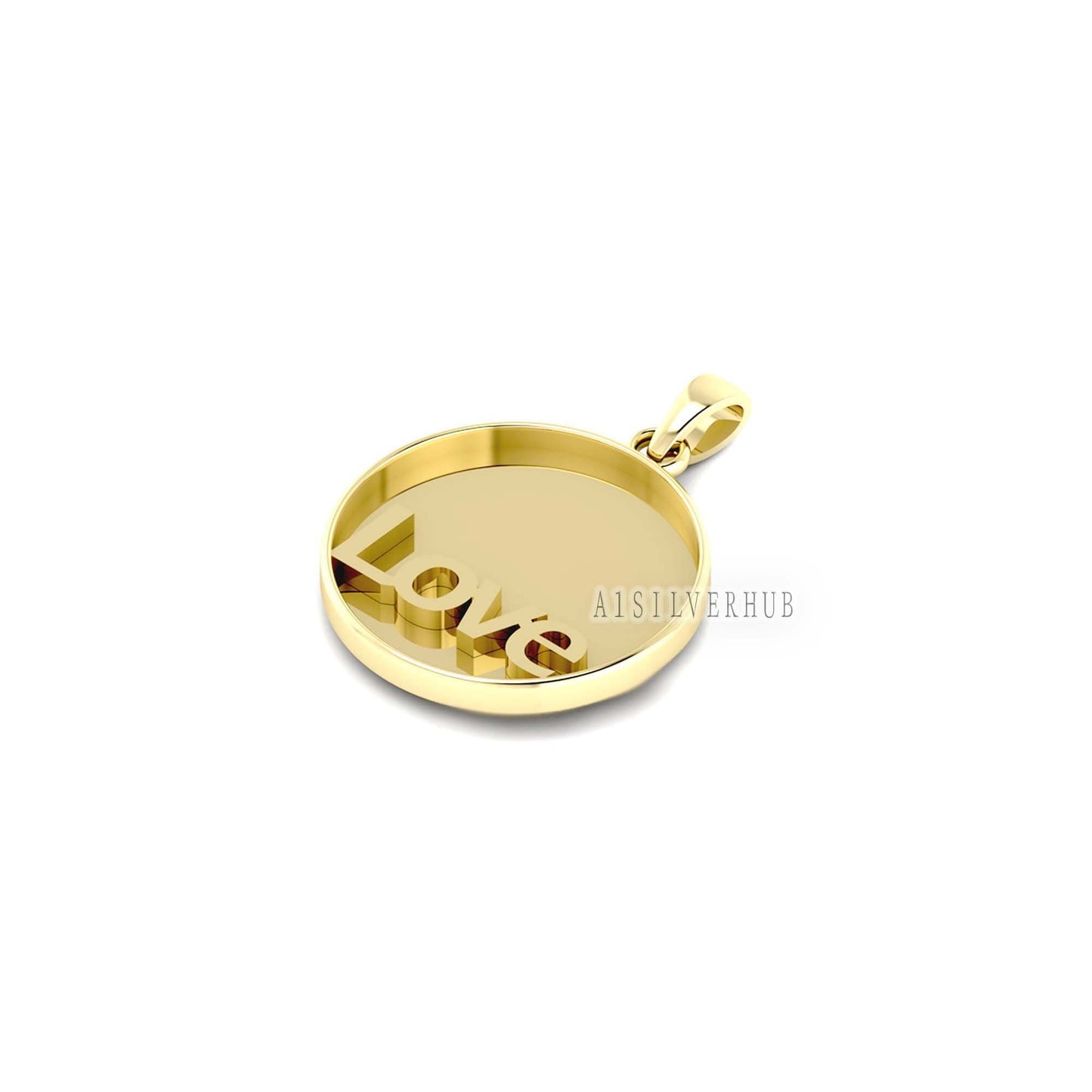 925 Sterling Solid Silver Blank Bezel Love Pendant Setting, Good for Resin Work, DIY Crafts Breastmilk/Keepsake Pendant, 18k Gold Plated