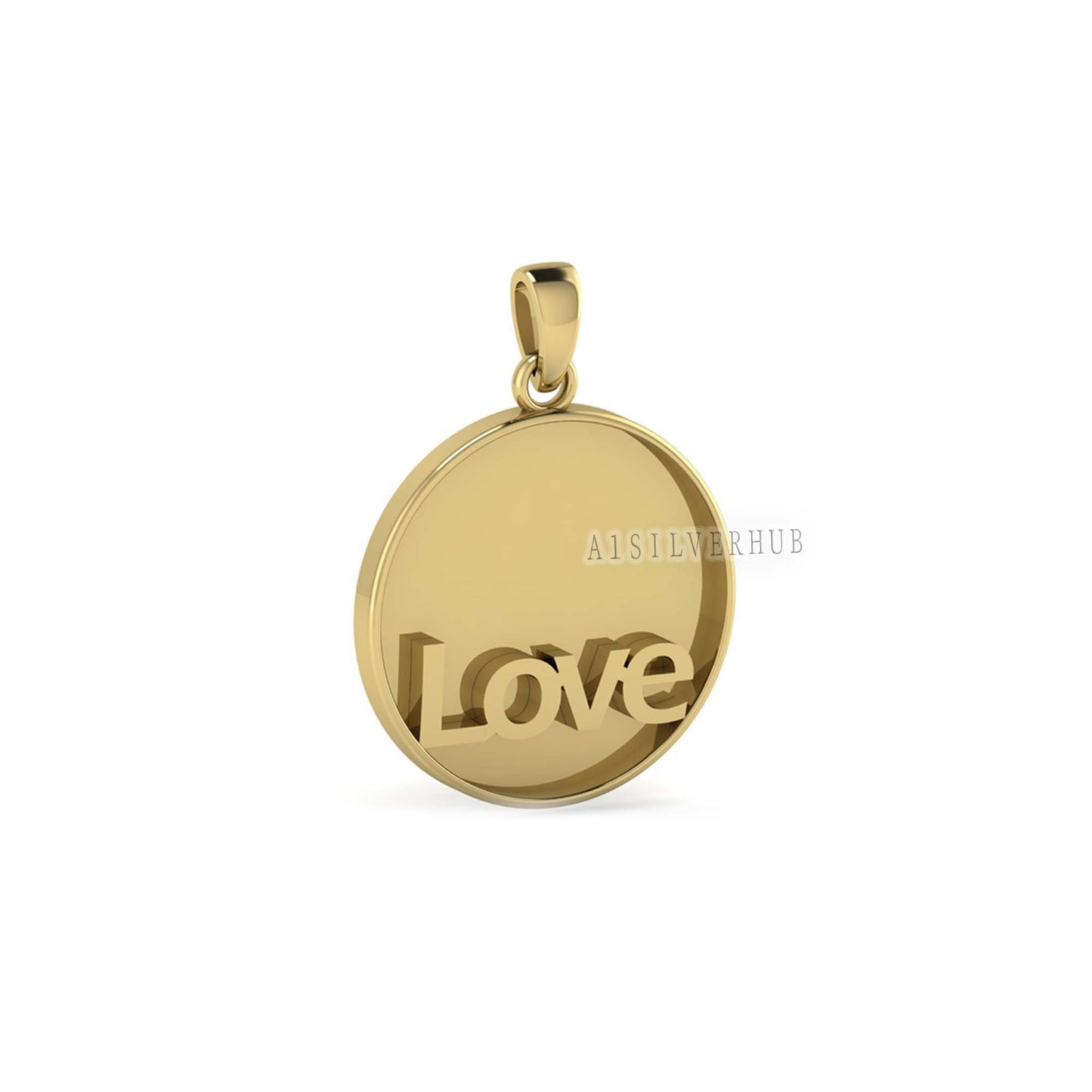 925 Sterling Solid Silver Blank Bezel Love Pendant Setting, Good for Resin Work, DIY Crafts Breastmilk/Keepsake Pendant, 18k Gold Plated