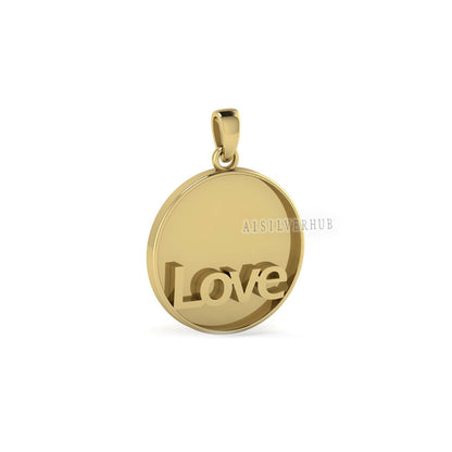 925 Sterling Solid Silver Blank Bezel Love Pendant Setting, Good for Resin Work, DIY Crafts Breastmilk/Keepsake Pendant, 18k Gold Plated