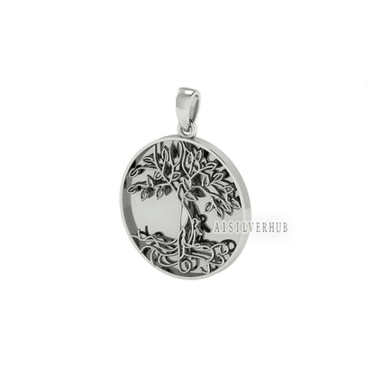 925 Sterling Silver Tree of Mother's Love with Her Child Pendant Setting, For Pour Resin Works, Breastmilk DIY, Keepsake Memorial Jewellery
