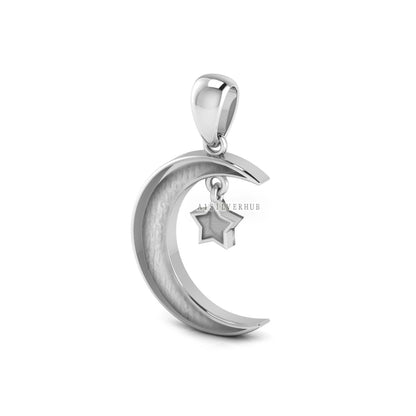 925 Sterling Solid Silver Moon Star Mother Baby Keepsake DIY Craft, Breastmilk Pendant Setting, Good for Resin & Ashes Work, Memorial Locket