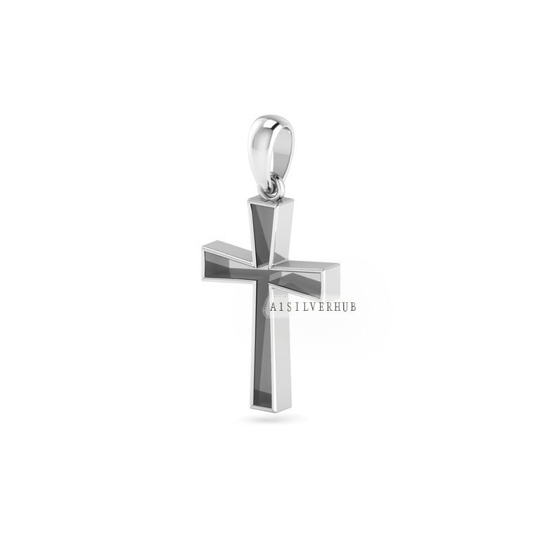 925 Sterling Solid Silver Cross Shape Blank Bezel Pendant, Good for Crushed Opal, Resin & Ashes, Croix, Bijoux Grec, Gioielli Greco, Kreuz